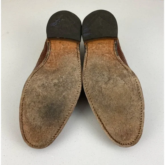 Men Allen Edmonds USA New Orleans leather woven cap toe dress shoes, 10 B - Picture 7 of 9